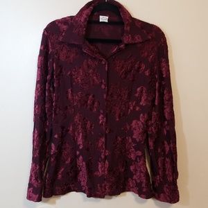 Made In Italy by Maria Martinelli Burgandy Blouse